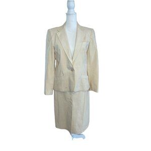 Abe Schrader 80s Vintage Wool Cream Made in USA Skirt Blazer Suit Sz S
